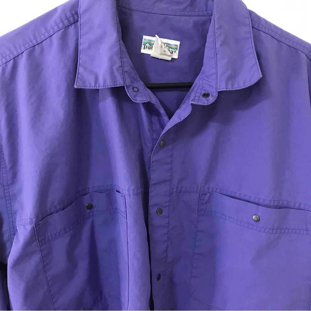 *Vintage* Patagonia Men’s bright purple snap button long sleeve shirt size M - Picture 3 of 10